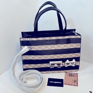 Karl Lagerfeld Paris Karl & Cat Maybelle Crossbody Mediun Tan Tote Bag Purse NWT